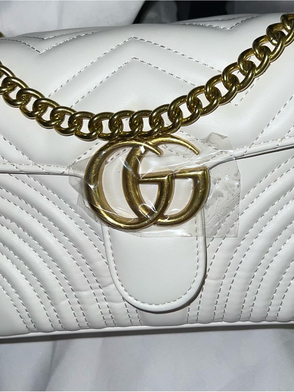 White Marmont Quilted Leather Shoulder Bag